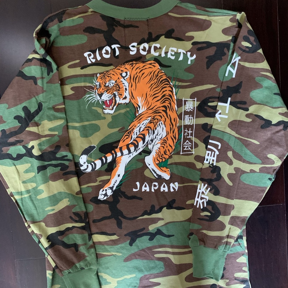 Tiger Green Camo Riot Society Long Sleeved Shirt